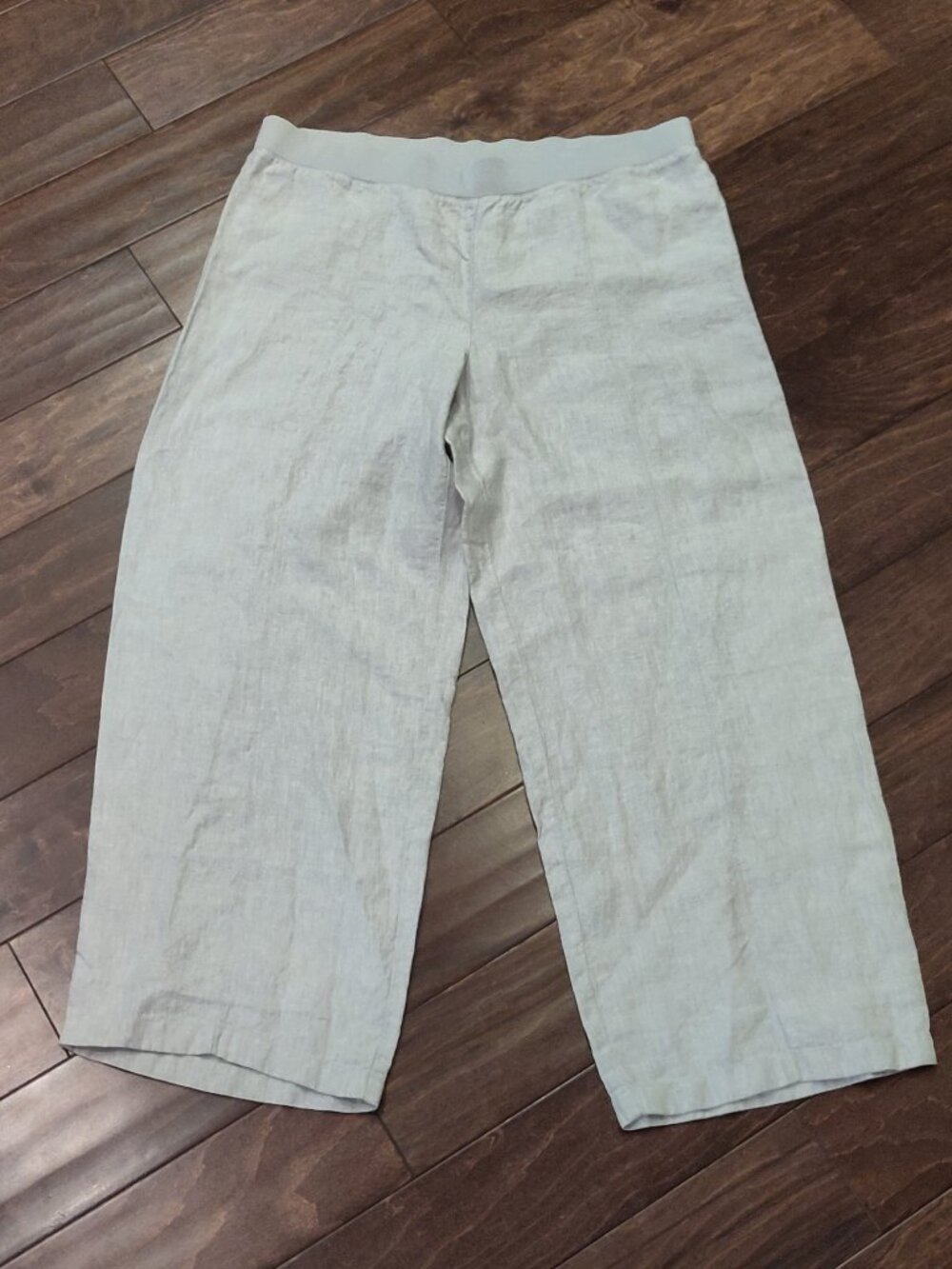 J. Jill Love Linen Grey Wide Leg Pull On Front Seam Pants Size XL